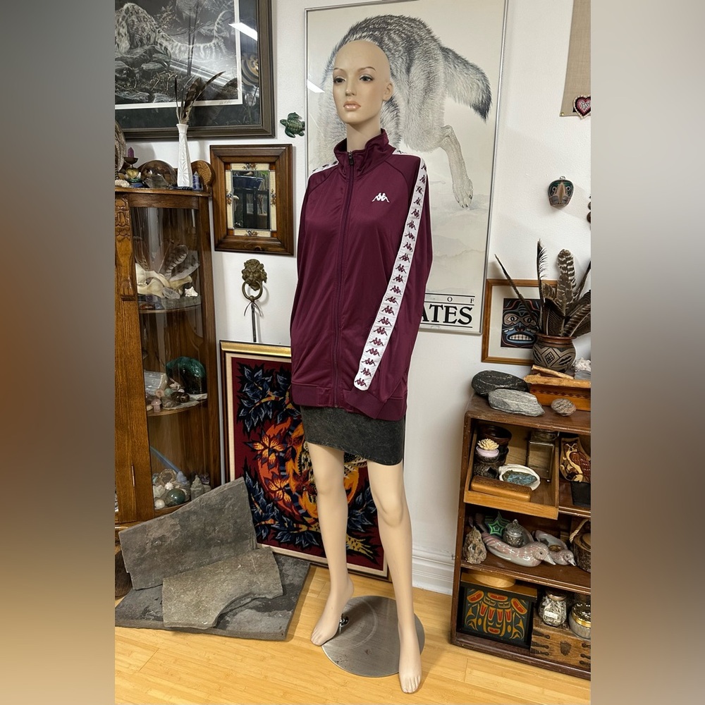 Kappa Men's Zip Up Sweater - Burgundy and White